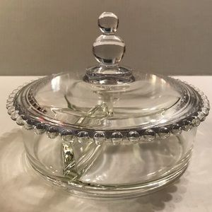Imperial Glass  Candlewick 3 Part Candy Dish With Lid 7” Vintage 1936-19…